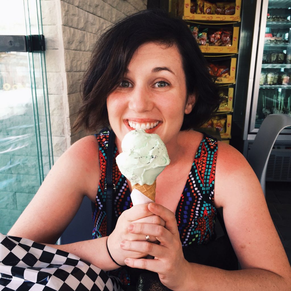 young woman-eating ice cream cone