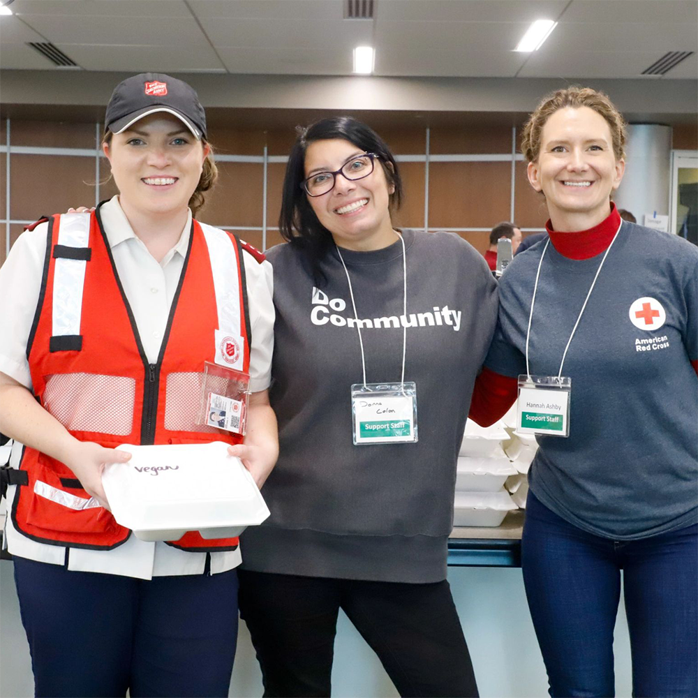 This past October, The Salvation Army Emergency Disaster Services of Bloomington provided 100 meals to community volunteers, working alongside partners like the American Red Cross in support of Operation Safe Harbor. 